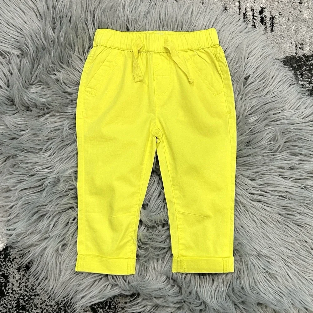 FRENCHIE‎ Mini Couture Neon Yellow Elastic Waist Pant Size 6 Month NWT